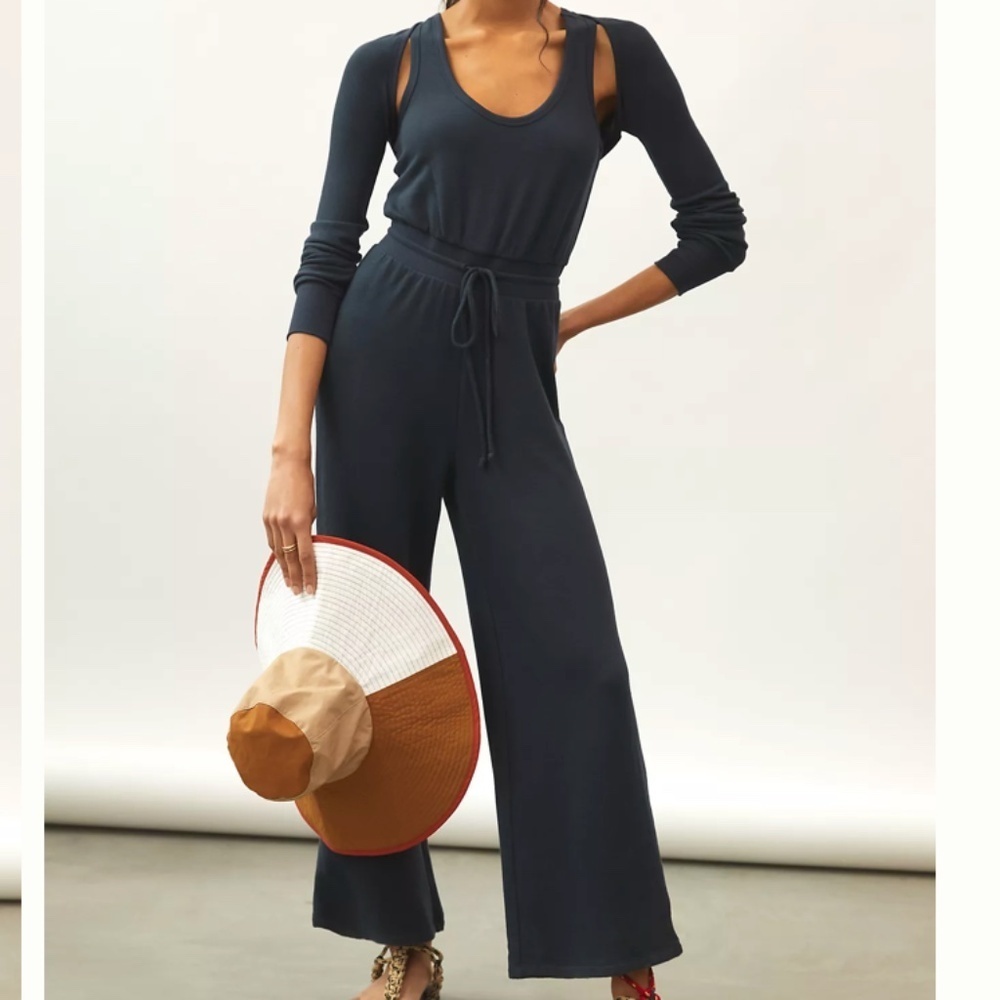 Daily Practice by Anthropologie Reflection Athleisure Jumpsuit Navy Size Medium